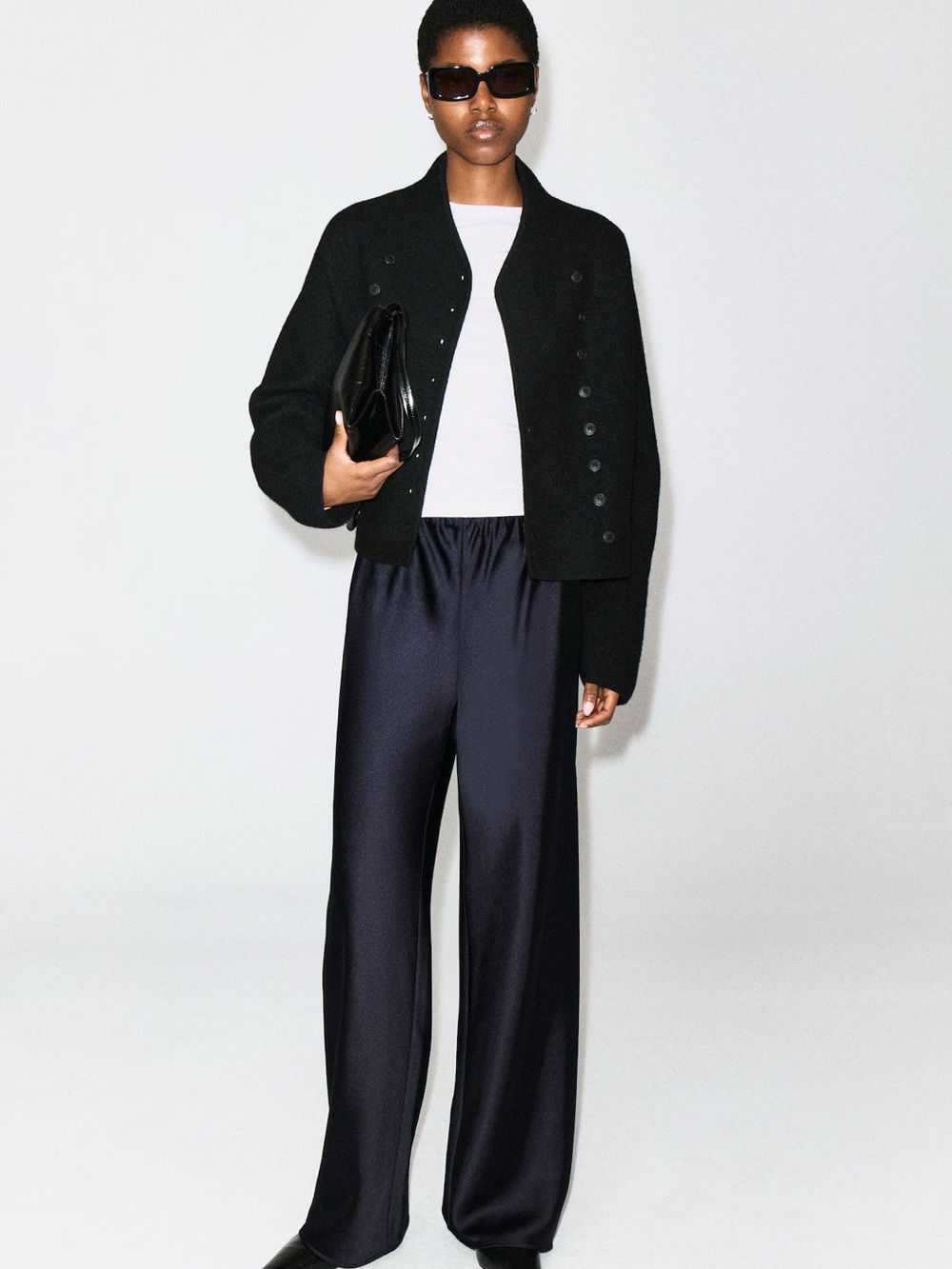 NWT (size 10P) COS SATIN WIDE-LEG PANTS
